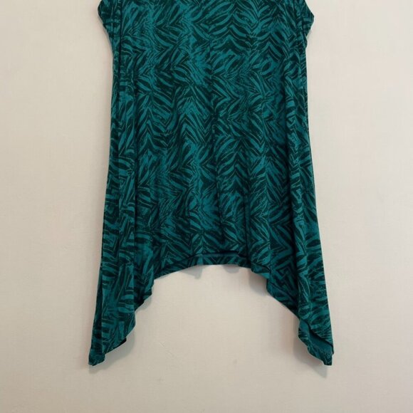 LOGO BY LORI GOLDSTEIN Printed Tank Teal Green Blue Geometric Asymmetrical Tunic - Picture 15 of 16